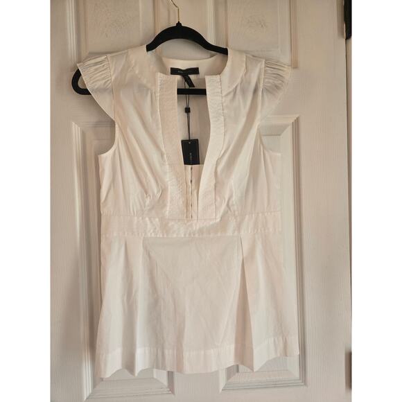 BCBGMAXARZIA Womens Woven Cotton White Top Size M NWT - Picture 1 of 9
